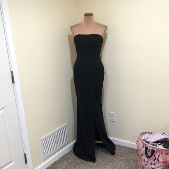 NWT La Femme Maxi Dress Size 6 Black Cut Out Caged Open Back - Picture 2 of 9
